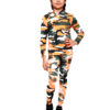 Girls Camouflage Hooded Top and Leggings Tracksuit - Orange