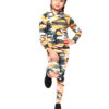 Girls Camouflage Hooded Top and Leggings Tracksuit - Orange