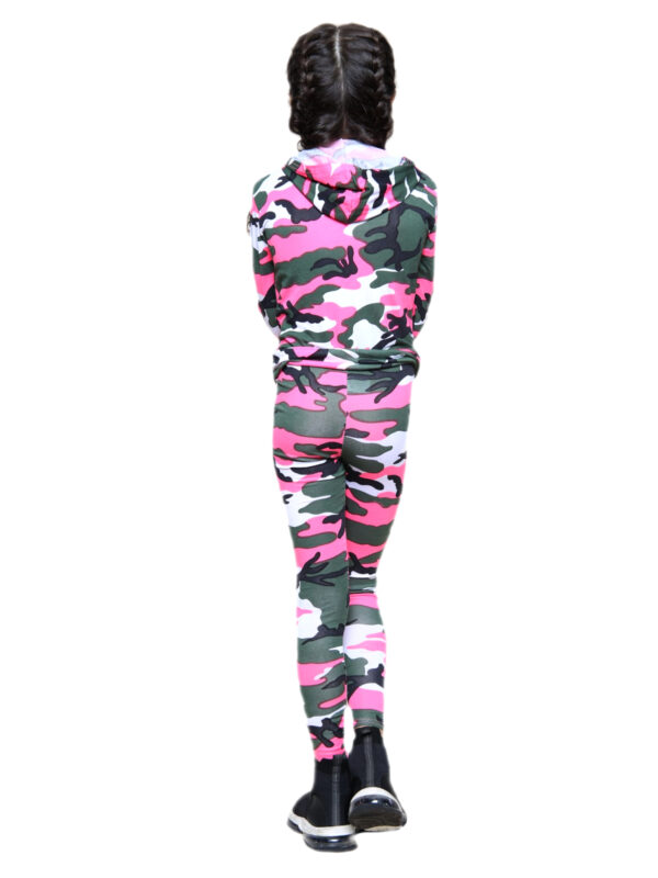 Girls Camouflage Hooded Top and Leggings Tracksuit - Pink