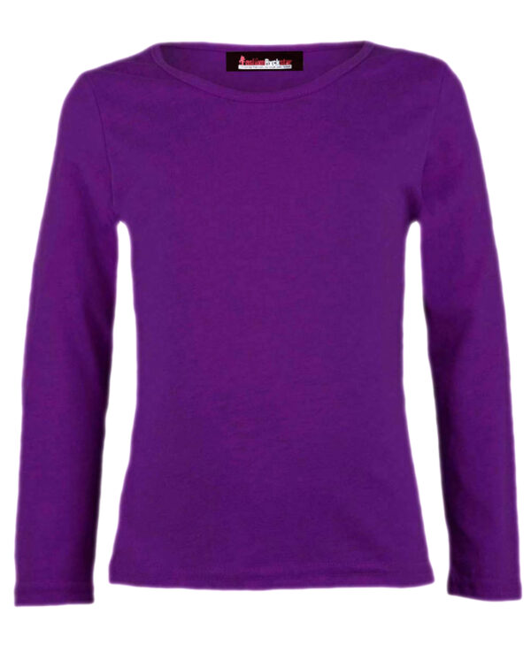 Girls Basic Long Sleeve Tops - Purple