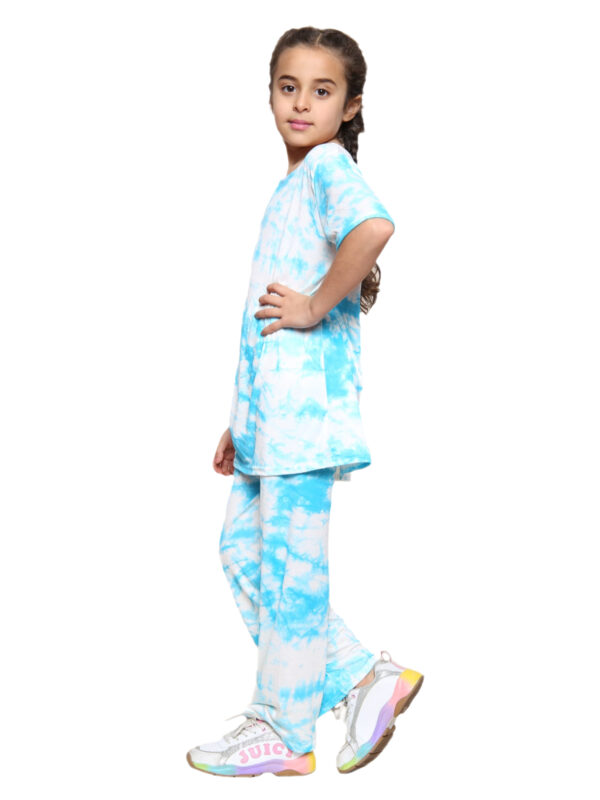 Girls Tie Dye Pyjamas T-Shirt and Leggings Set - Turquoise