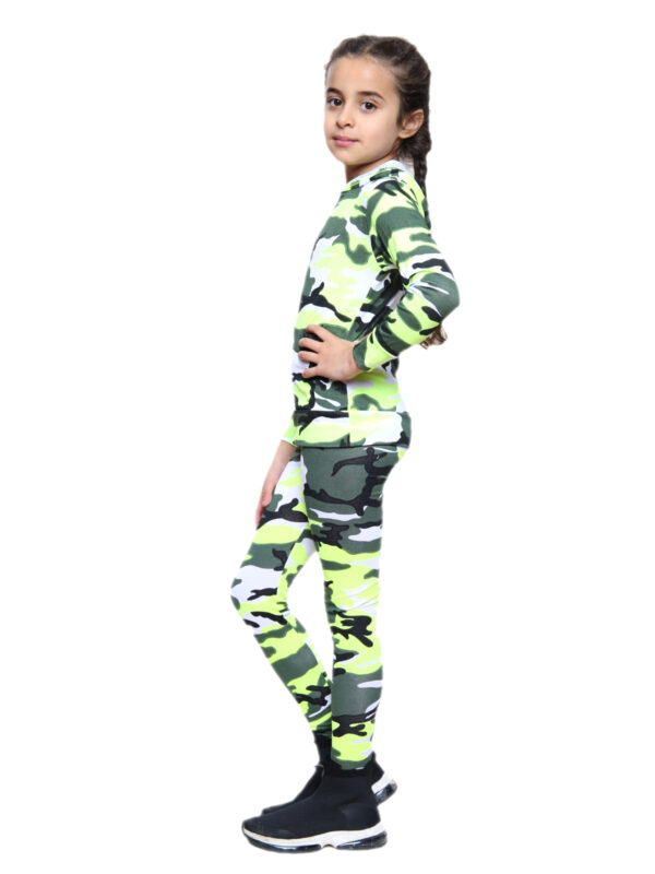 Girls Camouflage Hooded Top and Leggings Tracksuit - Yellow