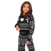 Girls Christmas Fairisle Jacquard Pyjama Set - Black and White
