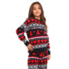 Girls Christmas Fairisle Jacquard Pyjama Set - Black and Red