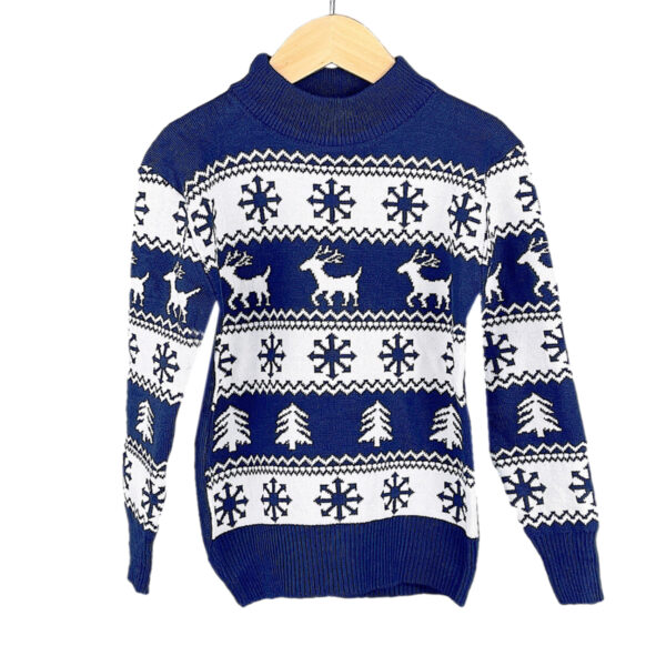 Kids Christmas Jumper - Navy Blue and White
