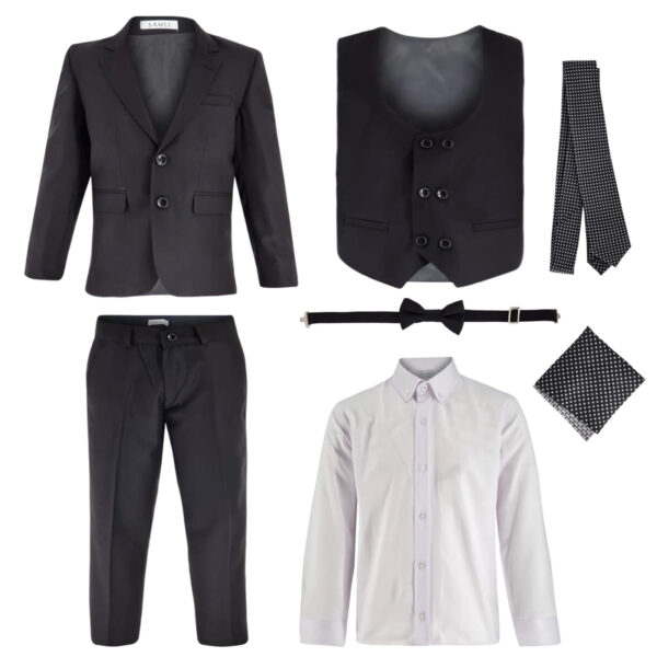 Boys Formal 7 Piece Wedding Suits - Black