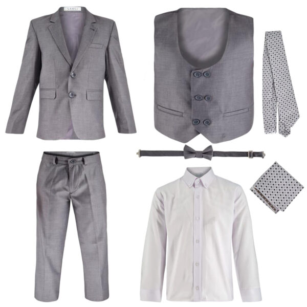 Boys Formal 7 Piece Wedding Suits - Grey