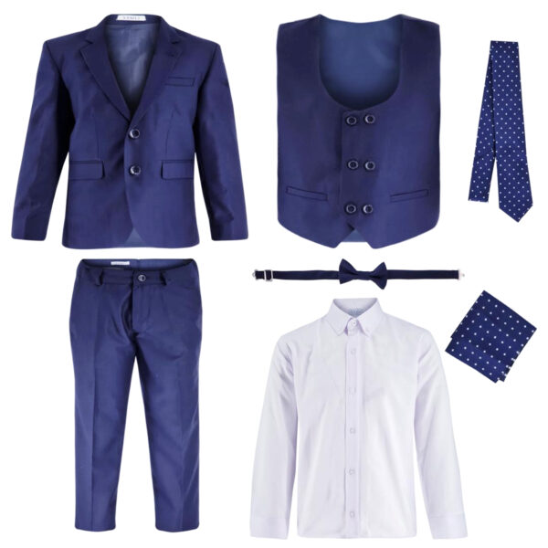 Boys Formal 7 Piece Wedding Suits - Navy Blue