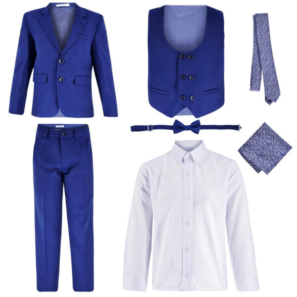 Boys Formal 7 Piece Wedding Suits - Royal Blue