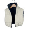 Girls Reversible Gilet Bodywarmer Cropped Sleeveless Jacket 2 in 1 - Beige