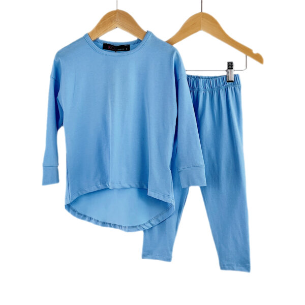 Girls Loungewear High Low Top and Leggings Outfit - Blue
