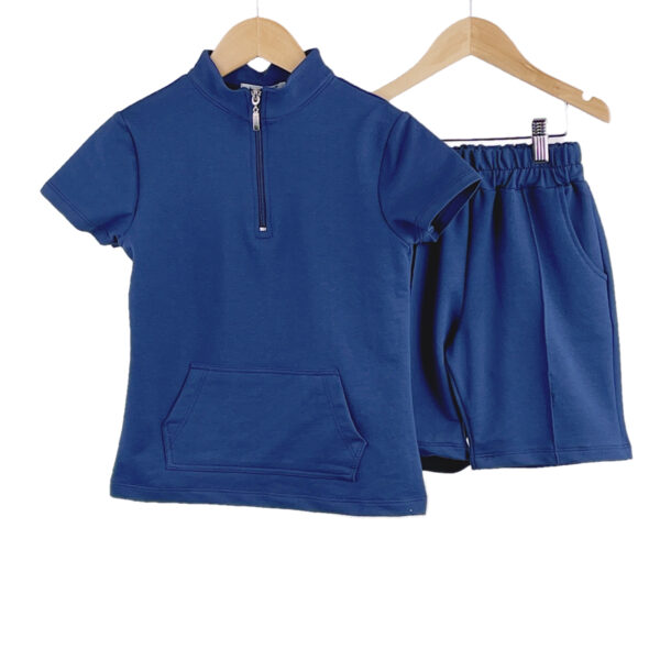 Boys Loungewear T-Shirt & Shorts Set Turtle Neck Outfits - Navy Blue