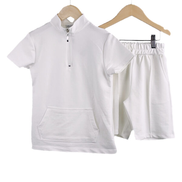 Boys Loungewear T-Shirt & Shorts Set Turtle Neck Outfits - White