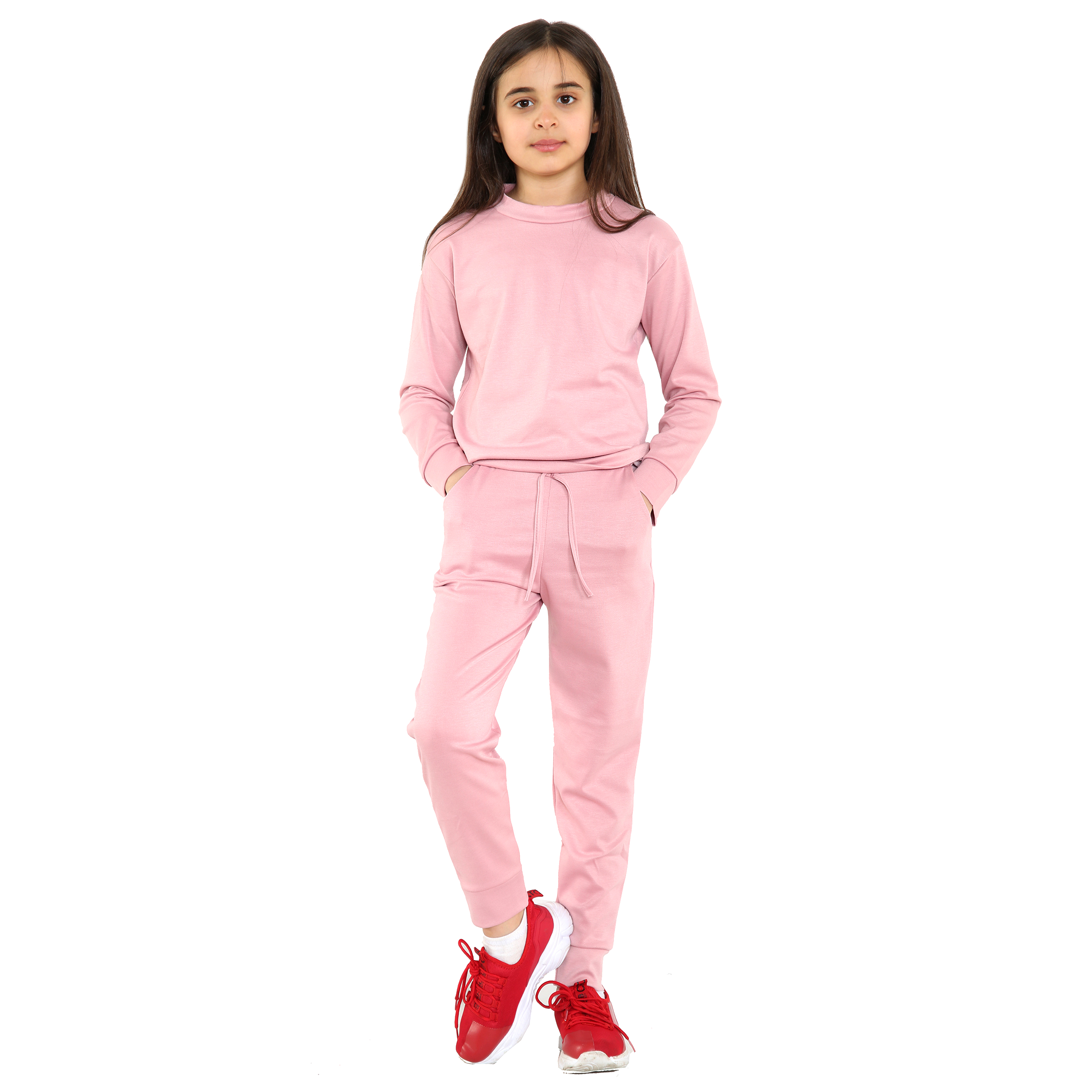Girls Loungewear Tracksuit Sweatshirt Sweatshirt & Pants Set - Gum