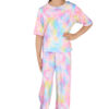 Girls Tie Dye Pyjamas T-Shirt and Trouser Set - Image 4