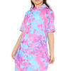 Girls Tie Dye Long Hooded T-Shirt Dress - Image 13