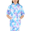 Girls Tie Dye Long Hooded T-Shirt Dress - Image 5