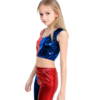 Girls Harley Quinn Vest Crop Top and Hot Pants / Leggings Set Red Blue 3-14 years - Image 2
