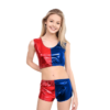 Girls Harley Quinn Vest Crop Top and Hot Pants / Leggings Set Red Blue 3-14 years - Image 10